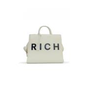 Zwart en wit leren handtas Rwa24141Bo John Richmond , White , Dames