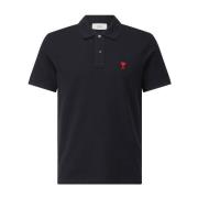 Logo Polo Shirt Klassiek Ontwerp Ami Paris , Black , Heren