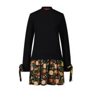 Bloemen Mini Jurk met Sportieve Stijl La DoubleJ , Black , Dames