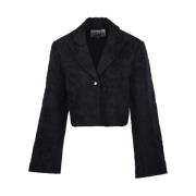 Zwarte Geknipte Boucle Blazer Ganni , Black , Dames