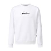 Katoenen Sweater met Logo Print Carlo Colucci , White , Heren