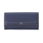 Luxe Leren Portemonnee met Metalen Details Aigner , Blue , Dames