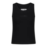 Geribbeld Logo Top Maison Margiela , Black , Dames