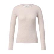 Kasjmier Geribbeld Langarmshirt Lisa Yang , Beige , Dames