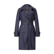 Klassieke Trenchcoat met dubbele rij knopen Moorer , Blue , Dames