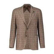 Geruite Kasjmier Blazer Lardini , Brown , Heren