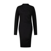 Elegante Jurk met Zijplooien Drykorn , Black , Dames