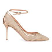 Puntige Neus Mesh Pumps met Enkelband Aquazzura , Yellow , Dames