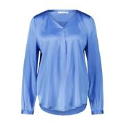 Zijden blouse met V-hals Herzen's Angelegenheit , Blue , Dames