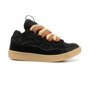 Zwarte Suède Panel Sneakers Lanvin , Black , Heren