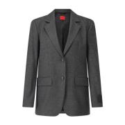 Elegante Revers Blazer met Functionele Zakken Hugo Boss , Gray , Dames