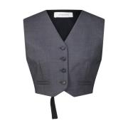 Korte Elegante Vest met Verstelbare Achterband Sportmax , Gray , Dames