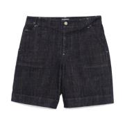 Indigo Blauwe Shorts met Geborduurd Logo Jacquemus , Blue , Heren