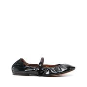 Glanzend Zwart Leren Gesp-Schoenen Lanvin , Black , Dames