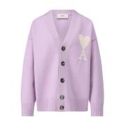 Klassieke V-hals wollen cardigan Ami Paris , Purple , Dames