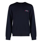 Multicolor Logo Wollen Trui A.p.c. , Blue , Heren