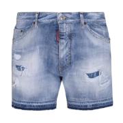 Donkerblauwe Acid Wash Denim Shorts Dsquared2 , Blue , Heren