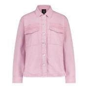 Denim Blouse Losse Pasvorm Knoopsluiting Borstzakken Marc Cain , Pink ...