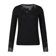 Shirt met lange mouwen en mesh-inzetstukken Marc Cain , Black , Dames