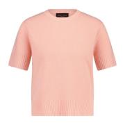 Merino & Cashmere Korte Mouw Trui Roberto Collina , Pink , Dames