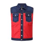 Denim Puffer Vest met Jeans Applicatie Dsquared2 , Red , Heren