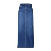 Lange Denim Rok met Split Liu Jo , Blue , Dames