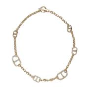 Gouden ketting met Oval T en strass Twinset , Yellow , Dames