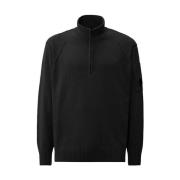 Zwarte Lamswol Half Zip Trui C.p. Company , Black , Heren