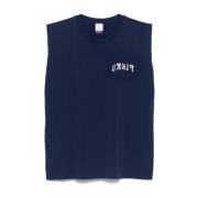 Blauwe Crew Neck Mouwloze T-shirts en Polos Pinko , Blue , Dames