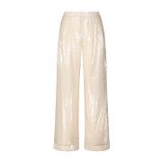 Paillet Rechte Pijp Broek Hugo Boss , Beige , Dames