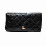 Pre-owned Leather wallets Chanel Vintage , Black , Dames