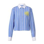 Gestreepte Overhemdblouse Msgm , Blue , Dames