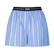 Comfortabele Gestreepte Katoenen Shorts Msgm , Blue , Dames