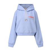 Logo Patch Katoenen Hoodie Marni , Blue , Dames