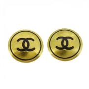 Pre-owned Metal earrings Chanel Vintage , Yellow , Dames