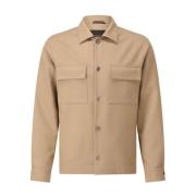 Wollen Overshirt met Klassieke Details Windsor , Brown , Heren