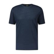 Linnen Ronde Hals T-Shirt Hugo Boss , Blue , Heren