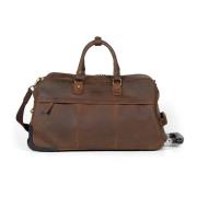 Bruin lederen Duffel Trolley tas Howard London , Brown , Heren