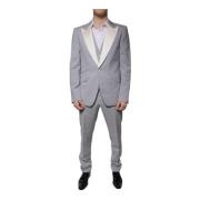 Grijze Slim Fit 3-delig Pak Dolce & Gabbana , Gray , Heren