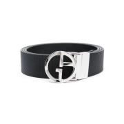 Stijlvolle leren riem voor mannen Giorgio Armani , Black , Heren