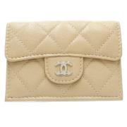 Pre-owned Leather wallets Chanel Vintage , Beige , Dames