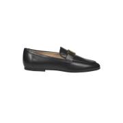 Zwarte Leren Loafers Elegante Stijl Tod's , Black , Dames