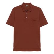 Katoenen Polo Shirt 3 Knopen Italië Ermenegildo Zegna , Red , Heren