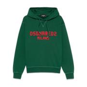 Coole Hoodie Smaragdgroen Geribbelde Zoom Dsquared2 , Green , Heren