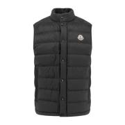 Nylonvest met ritssluiting en logopatch Moncler , Black , Heren