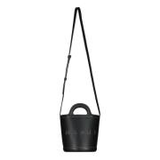 Leren Logo Trekkoordtas Marni , Black , Dames