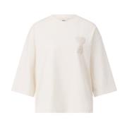 Logo Geborduurd Oversized Shirt met Lange Mouwen Ami Paris , Beige , D...