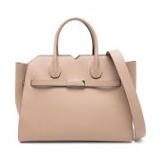 Milano Leren Media Tas Valextra , Beige , Dames