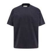 Katoenen T-shirt met Nylon Inzetstukken Sacai , Blue , Heren