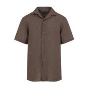 Teak Regular Korte Mouw Shirt Brioni , Brown , Heren